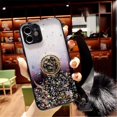 thumbnail image 1 of Étui avec Support et Anneau Pailleté Compatible avec Bling Sparkle Diamond Strass Support et Sangle de Poignet en Fourrure pour Filles Femmes (iPhone 12mini), 1 of 6