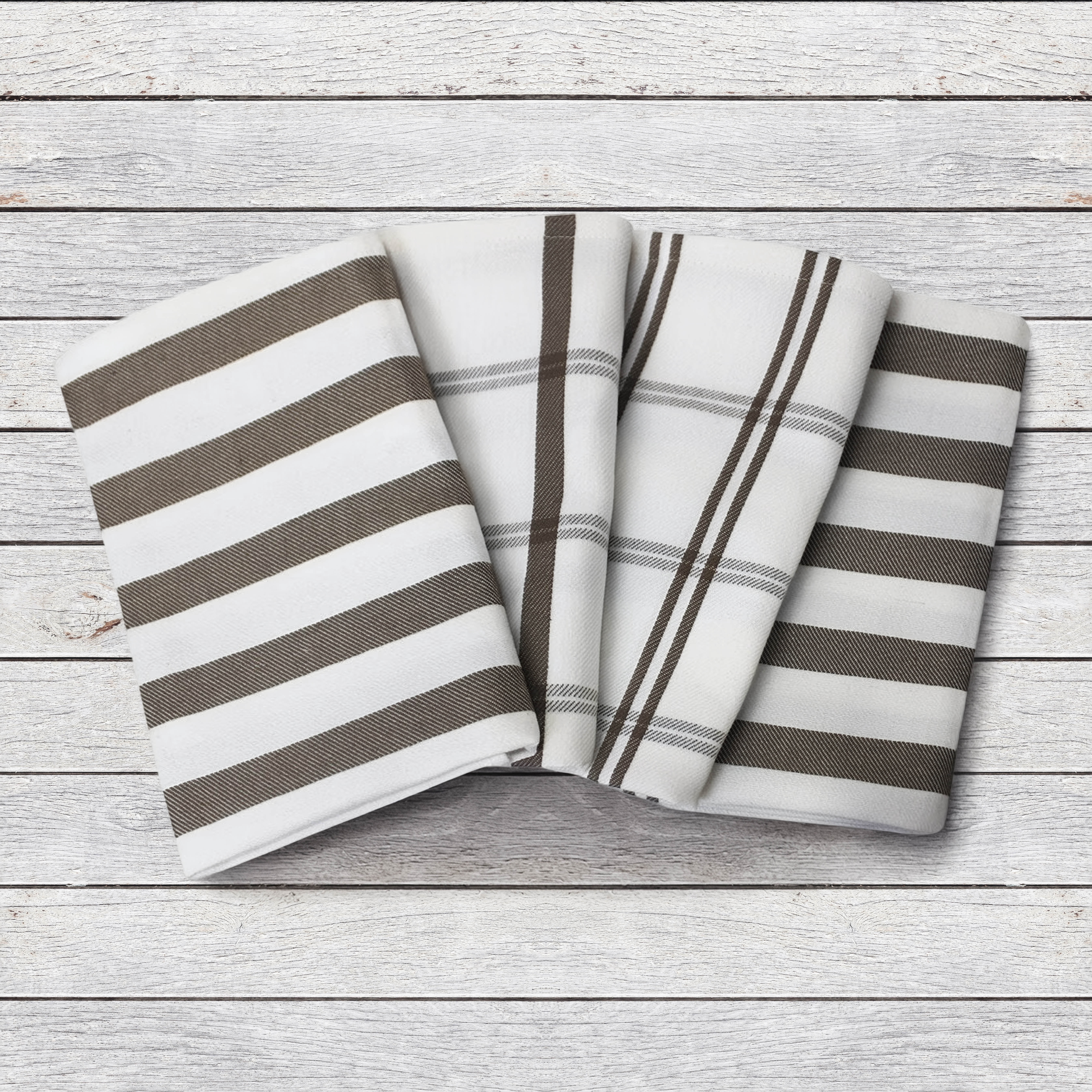 Lot de 4 torchons de cuisine Mainstays, 100 % coton, 40 x 70 cm, taupe