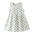 thumbnail image 1 of Yanlir Robe d'Été Sans Manches à Encolure Ronde pour Tout-Petites Filles 1-7 Ans, Robe Décontractée à Imprimé Graphique pour Adorable (Blanc#2, 5 Ans), 1 of 4