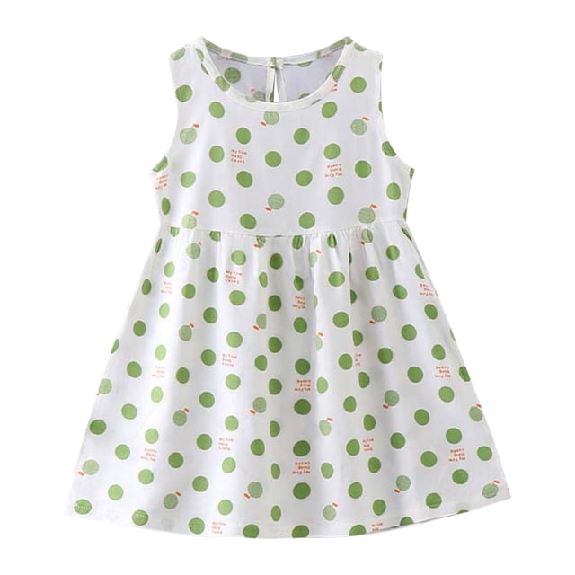 Yanlir Robe d'Été Sans Manches à Encolure Ronde pour Tout-Petites Filles 1-7 Ans, Robe Décontractée à Imprimé Graphique pour Adorable (Blanc#2, 5 Ans)