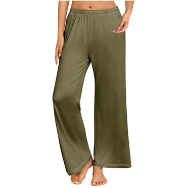 LOVZFMLL Pantalon de Pyjama pour Femme Doux et Confortable Bas de Sommeil Décontracté Ample Jambe Droite Pantalon de Détente Pantalon de Détente avec Poches