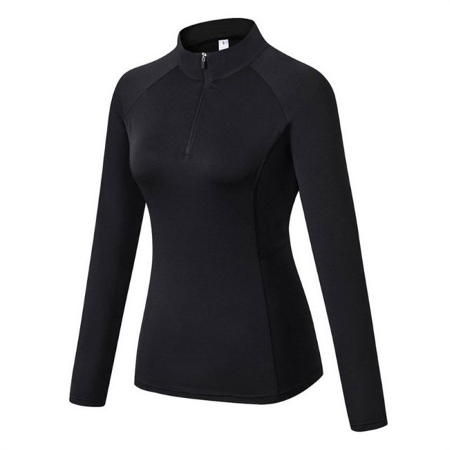 Femmes Entrainement à Glissière Chemises à Manches Longues Yoga Running Tops Quart Zip Pull-Over Exercice T-Shirts Rouge S