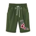 thumbnail image 2 of LOVZFMLL Women's Elastic Waist Printing Drawstring Shorts Army Green S, 2 of 3
