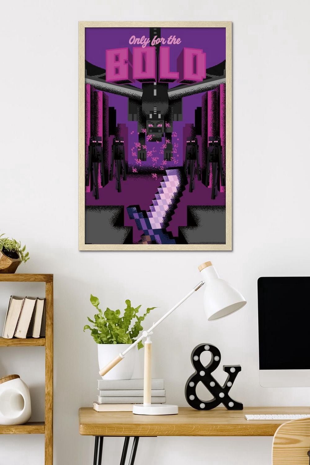 Minecraft: Discover - Only For The Bold Wall Poster, 14.725" x 22.375" Framed