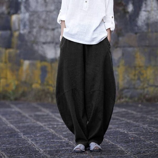 zanvin Pantalon pour Femmes, Pantalon Décontracté Ample et Bouffant pour Femmes Grande Taille avec Poches, Combinaison Mode, Pantalon Salopette en Coton et Lin, Pantalon Ample Décontracté