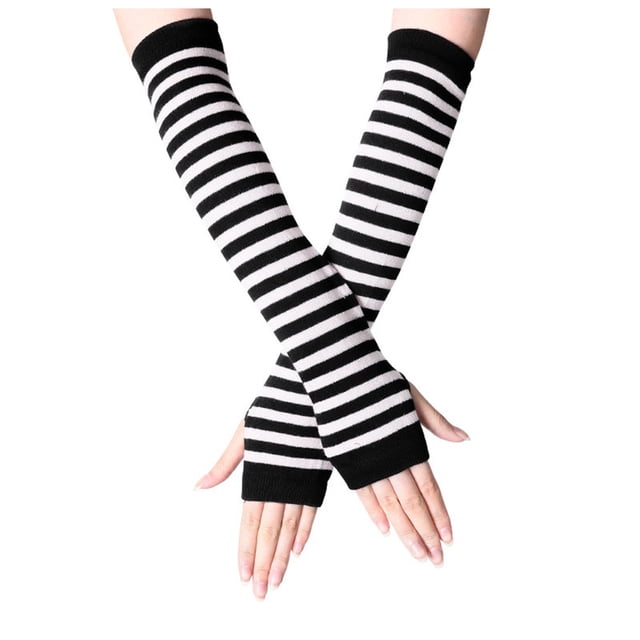YOUSNH Gants Sans Doigts Longs Plus Chauds Punk Gothiques pour Femmes Blancs Taille Unique
