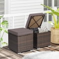 thumbnail image 1 of Gymax 2PCS Outdoor Patio Ottomans Hand-Woven PE Wicker Footstools w/ Removable Cushions Grey, 1 of 9