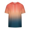 thumbnail image 3 of Besolor Mens Casual Hooded Tops Gradient Drawstring Short Sleeve Shirts Sports ness Pullover Summer Blouse, 3 of 4