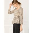 thumbnail image 4 of INSPIRE CHIC Blouse à Manches Longues à Encolure Carrée Florale pour Femmes Beige P, 4 of 6
