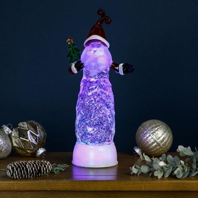 Northlight Boule à Neige de Noël en Acrylique avec Père Noël Éclairée à LED - 12 Pouces