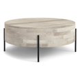thumbnail image 1 of Pemberly Row Table Basse Tambour Urbain Rond en Bois de Manguier de 38 Pouces de Large, Fini Blanchi Blanc, 1 of 9