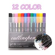RXIRUCGD Markers Shiny Double-line Outline Pen Color Marker Student With Fluorescent Suit Net Red Double Light Hand Account Pen（10ml）