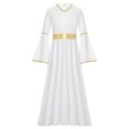 thumbnail image 4 of iiniim Filles Halloween Angel Robe Manches Longues Bordure Dorée Princesse Déesses Toge Robe Fête Louange Blanc 14, 4 of 7