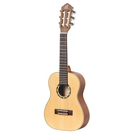 Ortega Guitars 6 String Family Series 1/4 Size Left-Handed Nylon Classical Guitar w/Bag, Spruce Top-Natural-Satin, (R121-1/4-L)