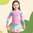 thumbnail image 1 of Kid Girl Rash Guard Swimsuits Summer Long Sleeve Sun Protection Girls Bathing Suits for Girls 5-6 Years, 1 of 6