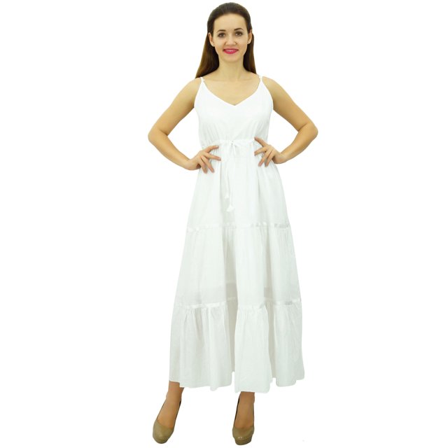 Bimba Femmes Robe Longue Maxi Cordon Taille Spaghetti Robes de Sangle