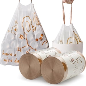 Harpily Sacs à corbeilles Petits sacs à corbeille, petits sacs à ordures de salle de bains, 60 Linges de poubelle comtes pour cuisine de salle de bains, imprimé lapin blanc 2 Liners de petite poubelle Gallon