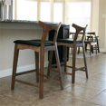 thumbnail image 2 of Crotone Mid-Century Modern Square Faux Leather Counter Stool in Black, 2 of 5