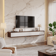 FloatiCasa 47" Fully-Assembled Floating TV Stand Wall Mounted Floating TV Shelf for TVs up to 50" Floating TV Console Entertainment Center with Storage TV Stand