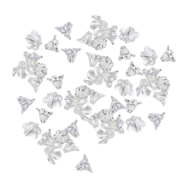 GUOOL 100x Flower Beads Crafts Handmade Flower Bead Charms Transparent Floral Bead Clear