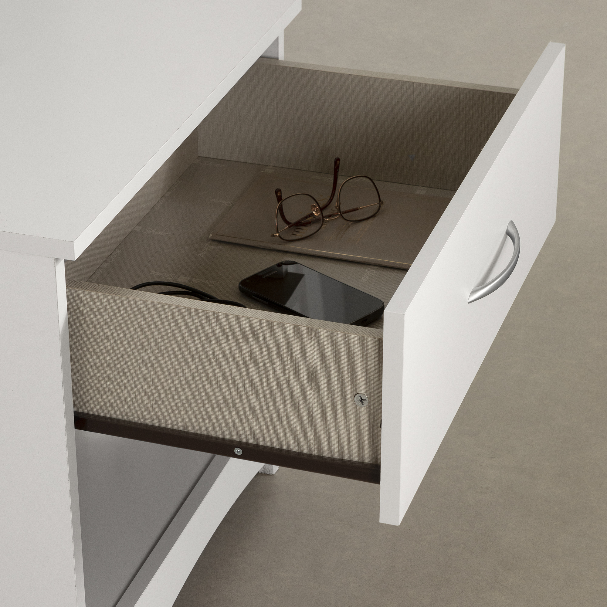 Table de chevet 1 tiroir pour Adulte, fini Blanc solide, collection Step One de Meubles South Shore
