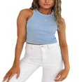 thumbnail image 2 of Women Solid Color Tank All-match Slim Stylish Sleeveless Crop Top, 2 of 7