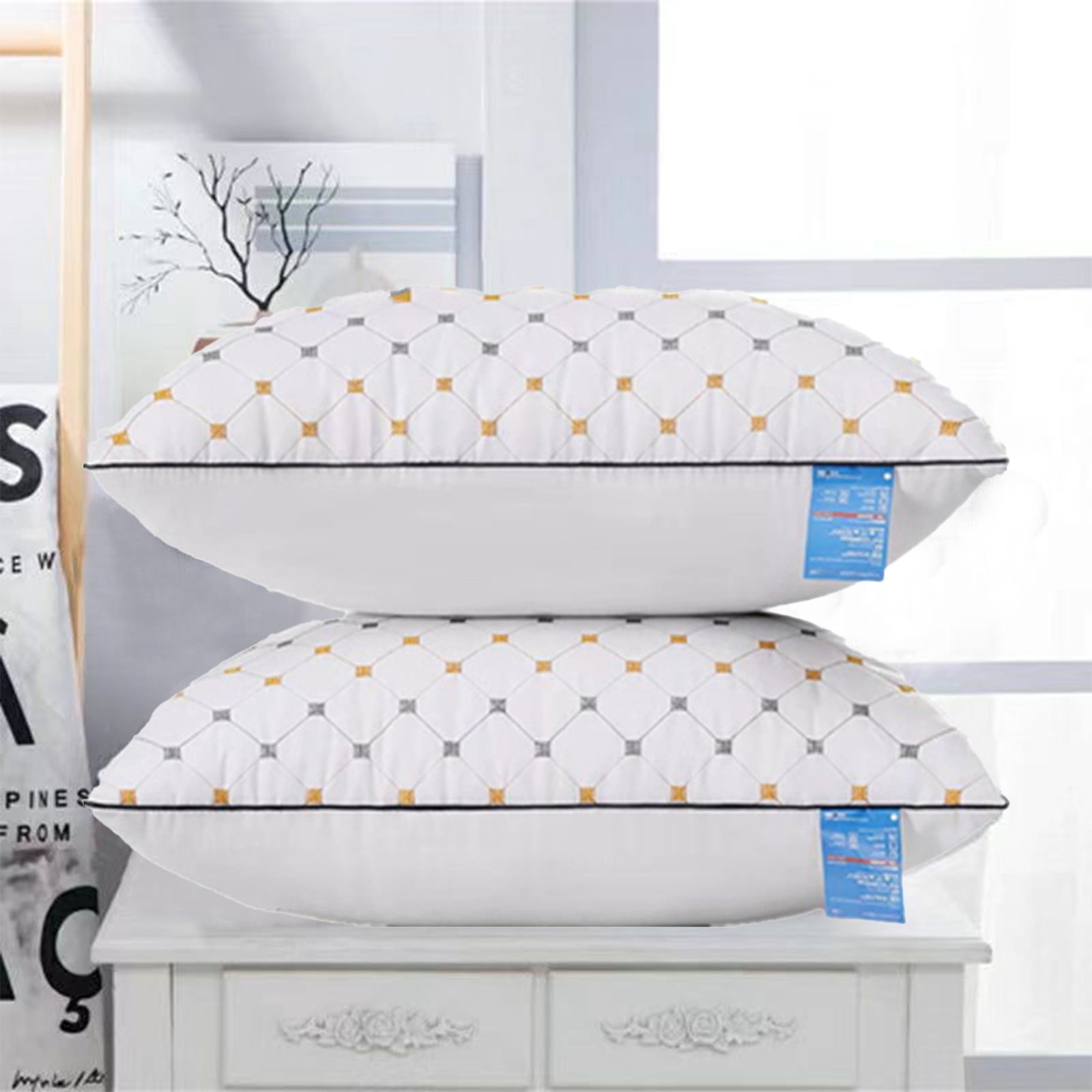 Cagogo Hotel Grade Pillows, Soft And Supportive Bed Pillows For Back Side Stomach Sleepers, High Resilience Pillow Core With Breathable Fabric, 2 Pack Hotel Quality Pillows For Home Bedroom Guest