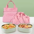 thumbnail image 1 of Lunch Bag For Women Cute Lunch Box Drawstring Handbag Cooler With Multiple Pockets Zip Ties Insulated Handle, 1 of 6