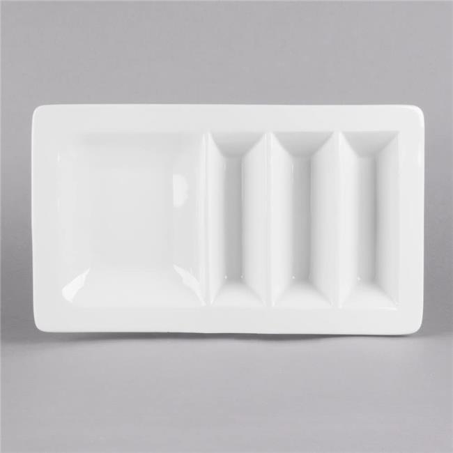 Tuxton GZP-800 14 x 0.62 in. Taco Plate Stackable- Porcelain White - 6 pcs