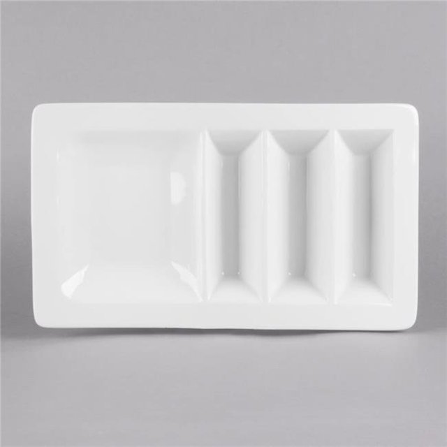 Tuxton GZP-800 14 x 0.62 in. Taco Plate Stackable- Porcelain White - 6 pcs