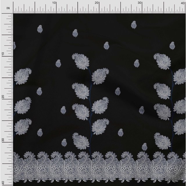 Soimoi Modal Satin Fabric Paisley Panel Print Sewing Fabric Yard 42 Inch Wide