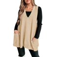 thumbnail image 2 of IMENGL Chandail Sans Manches à Poche Confortable, Col en v, Beige 4TG, Taille g-4TG, 2 of 6