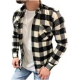 thumbnail image 1 of Chemise à Manches Longues pour Homme Mode Homme Décontractée Confortable Col à Revers Chemise à Carreaux Veste Haut à Manches Longues, 1 of 8