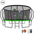 thumbnail image 1 of YORIN Trampoline pour 10 Enfants, Trampoline de 16 Pi pour Adultes avec Filet de Protection, Panier de Basketball, Échelle, Capacité de Poids de 1500 Lb, Trampoline Récréatif Extérieur, Trampoline Robuste, 1 of 7