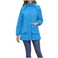 thumbnail image 3 of Sentmoon Snowboard Jacket Plus Size Hooded Neck Long Sleeve Womens Winter Coat Zipper Solid Color Windproof Waterproof Women Clothing with Pockets Fall and Winter Fashion for Running and Hiking, 3 of 9