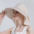 thumbnail image 4 of Women Sun Hat Wide Brim Protection Beach Hat How Irregular Wear Ponytail Summer Hats, 4 of 4