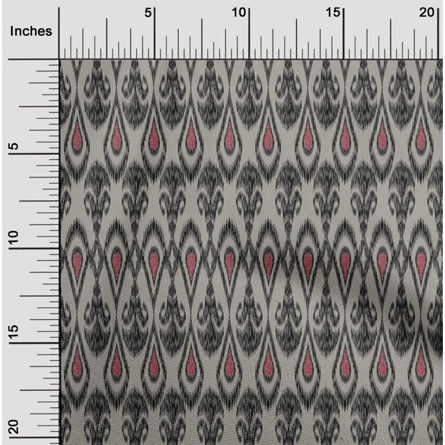 oneOone Cotton Poplin Fabric Ogee Ikat Print Fabric BTY 56 Inch Wide
