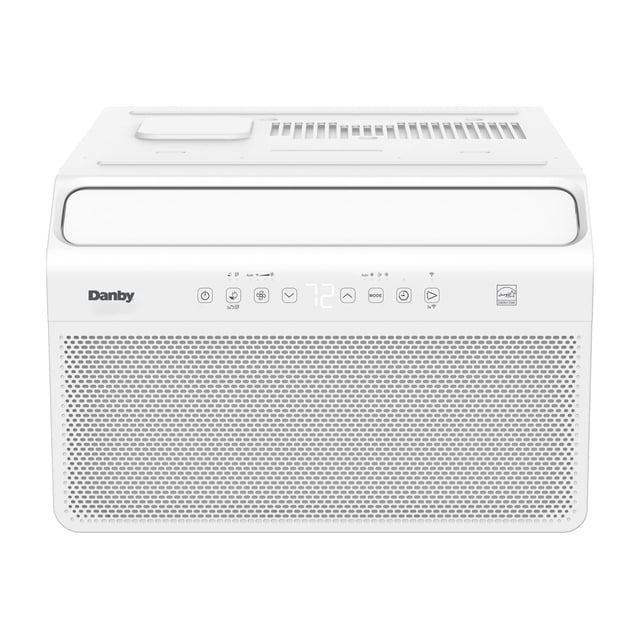 Danby Climatiseur de Fenêtre 8000 BTU Blanc avec Écran DEL Affichant 72 °F, Commandes Tactiles pour la Puissance, la Vitesse du Ventilateur, le mode, la Minuterie et la Connexion Sans Fil, grille avant Perforée et certification Energy Star pour un Refroidissement Efficace.