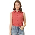 thumbnail image 1 of INSPIRE CHIC Chemise Sans Manches à Col Pointu à Simple Boutonnage pour Femme P Rose Foncé, 1 of 6