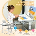 thumbnail image 4 of Qaba Kids Desk and Chair Set Height Adjustable Student Writing Desk, Grey, 4 of 10