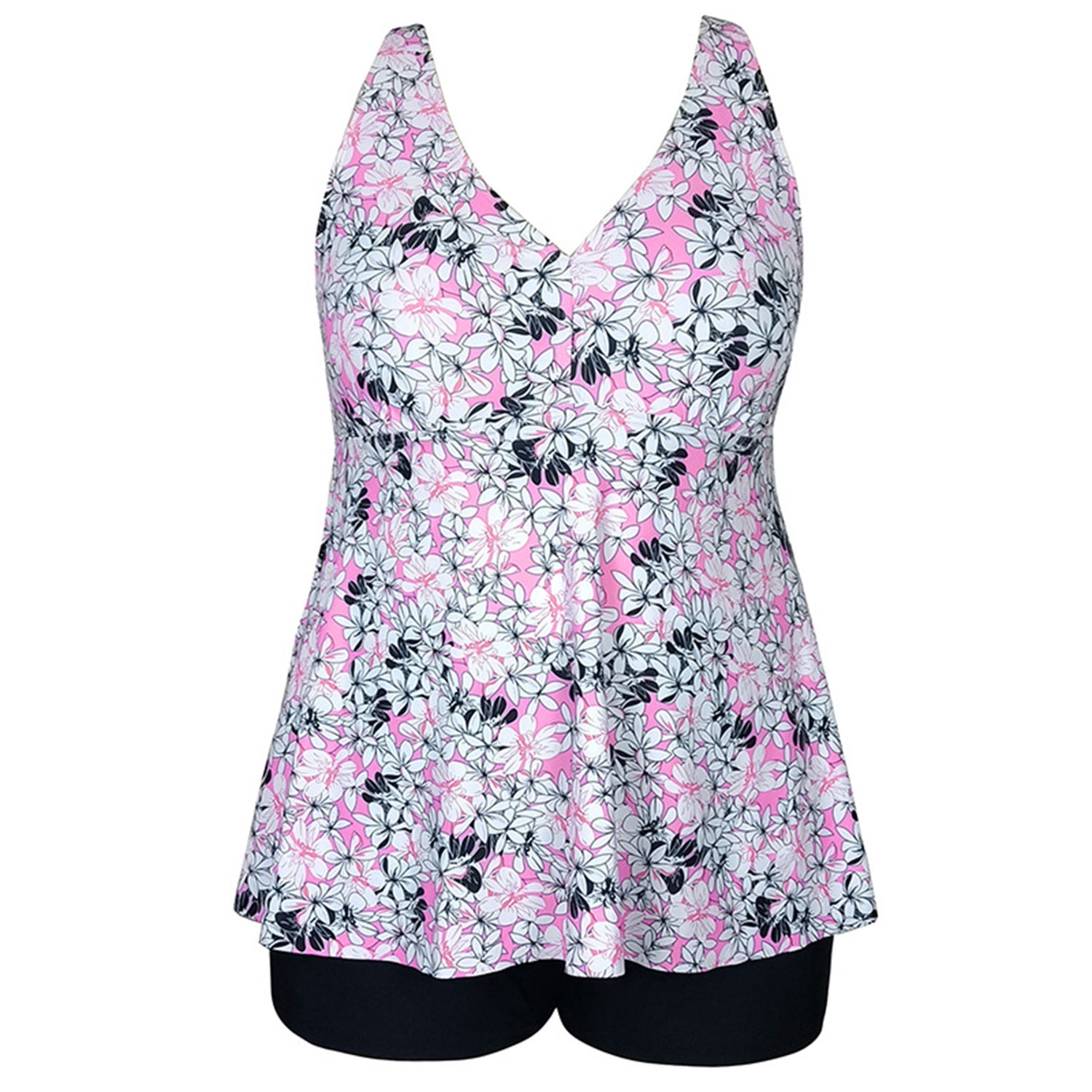 HAWEE Womens Plus Size Tankini Swimsuits with Shorts Two Piece Bathing Suit Floral Printed Swimwear
