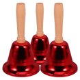 thumbnail image 1 of 3Pcs Loud Hand Bell Hand Bells Dinner Bells Service Bell For Inside Classroom Bell For Food Line Alarm Jingles Ringing Red 1, 1 of 8