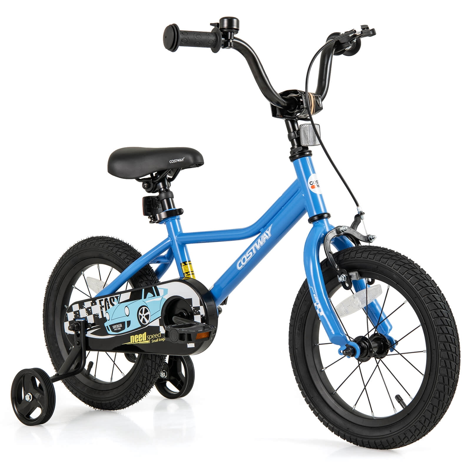 Costway 14" Kids Training Bike with Removable Training Wheels Pneumatic Tires Navy