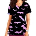 thumbnail image 2 of RKSTN Women's Short Sleeve V-Neck Scrub Tops, Halloween Print, 1, 2 of 5