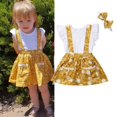 thumbnail image 1 of 3Pcs Newborn Kids Baby Girls Summer Floral Tops  Suspender Skirt Dress Outfits, 1 of 5