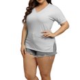 thumbnail image 2 of AherBiu T-Shirts pour Femmes Grande Taille à Col en V d'Été Décontractés à Manches Courtes T-Shirts Basiques en Coton Doux, 2 of 4