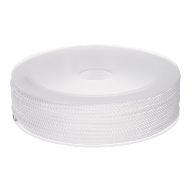 Unique Bargains Twisted Nylon Twine Thread Beading Cord 1.5mm 20M/65 Feet Extra Strong Braided Nylon String, White
