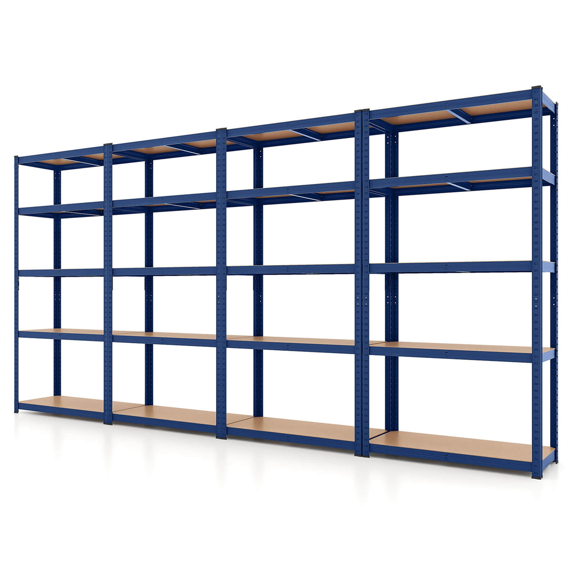 Costway 4 PCS 5 Tier Adjustable Garage Shelving Unit with 2000 lbs Max Load for Warehouse Blue