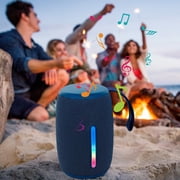 COFEST Outdoor Portable Bluetooth Speaker with LED Light Long Standby Life Wireless Speaker HiFi Stereo Sound Speaker Water Proof Speaker with Deep Bass Gray