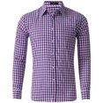 thumbnail image 1 of Pompotops Homme Automne Décontracté Coupe Ajustée Manches Longues Col Rabattu à Carreaux Haut Blouse Chemise en Solde, 1 of 3